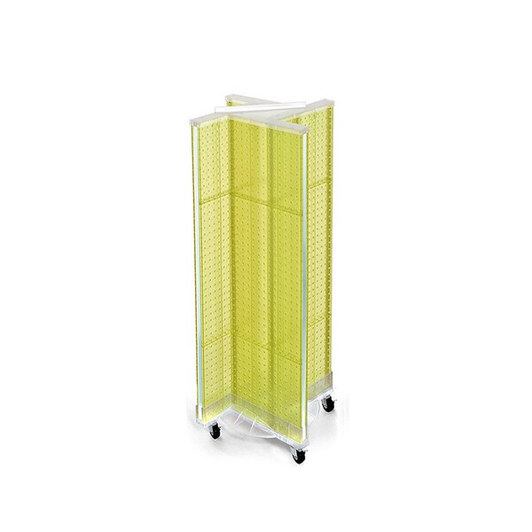 Pinwheel Pegboard Floor Display on Revolving Base. Spinner Rack Stand.